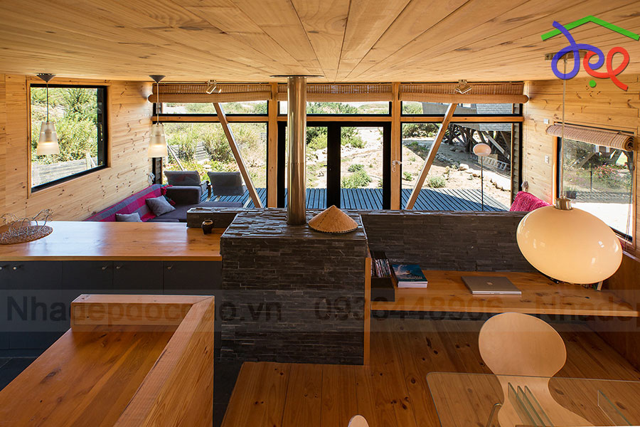 Thiết kế nhà nghỉ 2 tầng 1 mái ở Chile